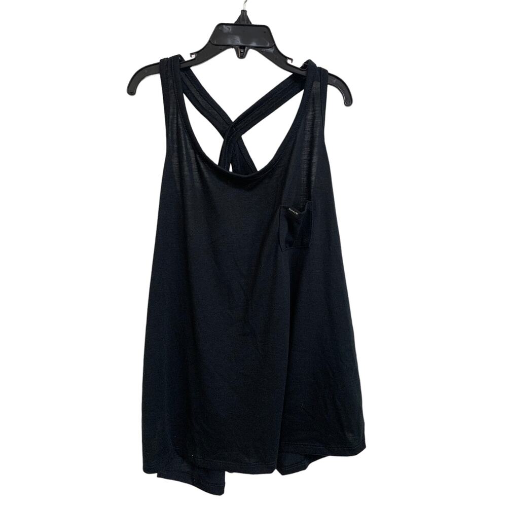Hurley kids crisscross relaxed scoop neck tank black size large 12/13